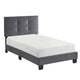 Berry Twin Platform Bed |  Adjustable Headboard | Gray Velvet Upholstery