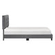 Berry Twin Platform Bed |  Adjustable Headboard | Gray Velvet Upholstery