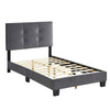 Berry Twin Platform Bed |  Adjustable Headboard | Gray Velvet Upholstery