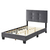 Berry Twin Platform Bed |  Adjustable Headboard | Gray Velvet Upholstery