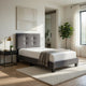 Berry Twin Platform Bed |  Adjustable Headboard | Gray Velvet Upholstery