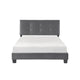 Berry Full Platform Bed |  Adjustable Headboard | Gray Velvet Upholstery