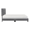 Berry Full Platform Bed |  Adjustable Headboard | Gray Velvet Upholstery