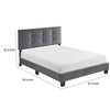 Berry Full Platform Bed |  Adjustable Headboard | Gray Velvet Upholstery