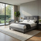 Berry Full Platform Bed |  Adjustable Headboard | Gray Velvet Upholstery