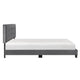 Berry Queen Platform Bed |  Adjustable Headboard | Gray Velvet Upholstery
