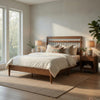 Karlo Queen Platform Bed | Slatted Headboard | Transitional Chestnut Brown
