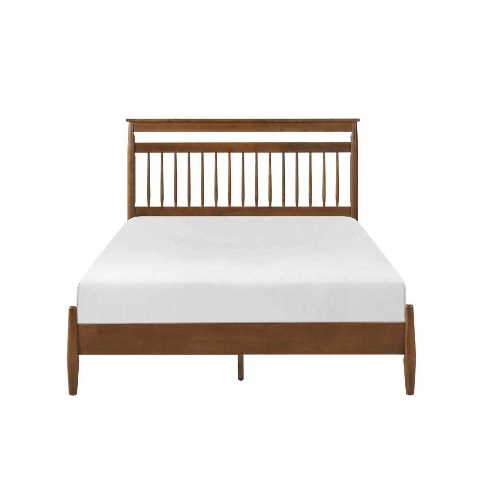 Karlo Full Platform Bed | Slatted Headboard | Transitional Chestnut Brown