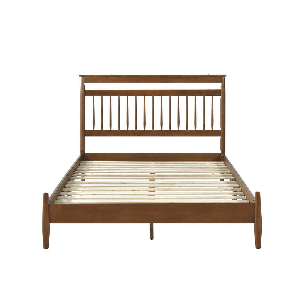 Karlo Full Platform Bed | Slatted Headboard | Transitional Chestnut Brown
