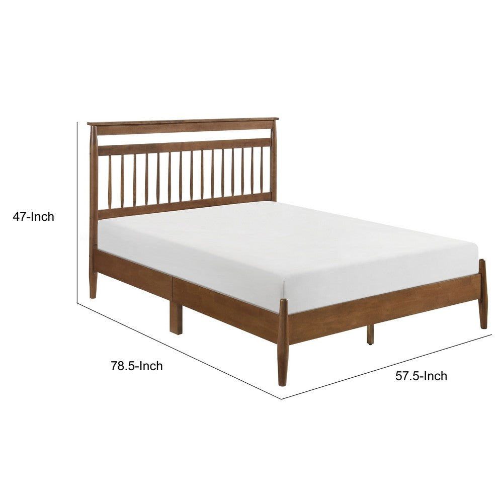 Karlo Full Platform Bed | Slatted Headboard | Transitional Chestnut Brown