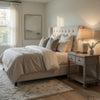 Marc Nightstand | 2 Drawers and Open Shelf | Keyhole Accent | Oak Gray Wood