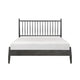 Kell Queen Platform Bed | Vertical Slatted Headboard | Mid Century Gray