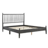 Kell Queen Platform Bed | Vertical Slatted Headboard | Mid Century Gray