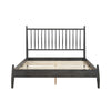 Kell Queen Platform Bed | Vertical Slatted Headboard | Mid Century Gray