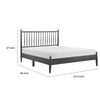 Kell Queen Platform Bed | Vertical Slatted Headboard | Mid Century Gray