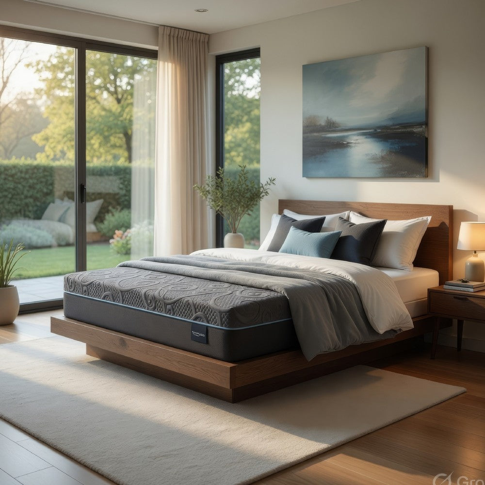 Hira Queen Hybrid Mattress | Medium Comfort Gel Foam | Gray Polyester 11"
