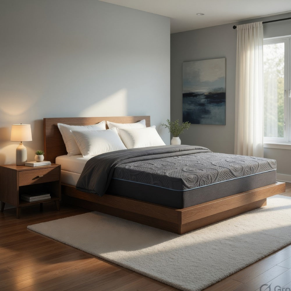 Hira Queen Hybrid Mattress | Medium Comfort Gel Foam | Gray Polyester 11"
