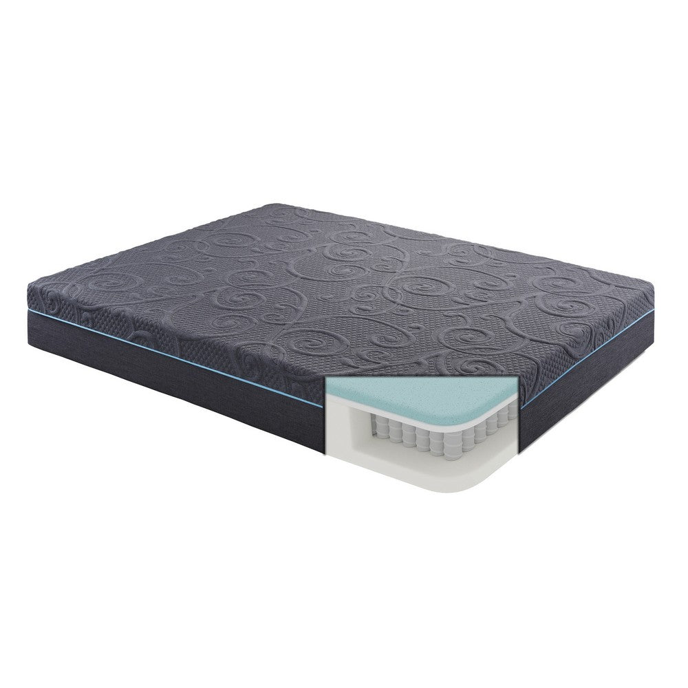 Hira King Hybrid Mattress | Medium Comfort Gel Foam | Gray Polyester 11"