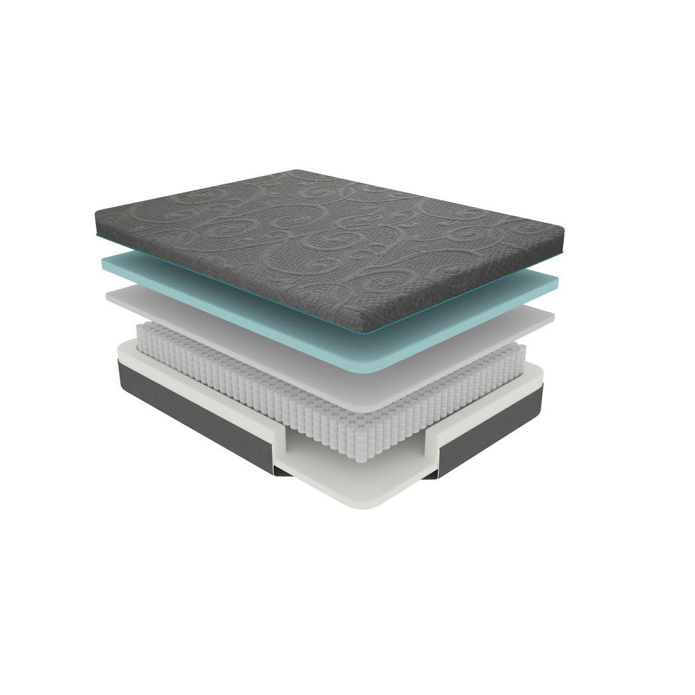 Hira King Hybrid Mattress | Medium Comfort Gel Foam | Gray Polyester 11"