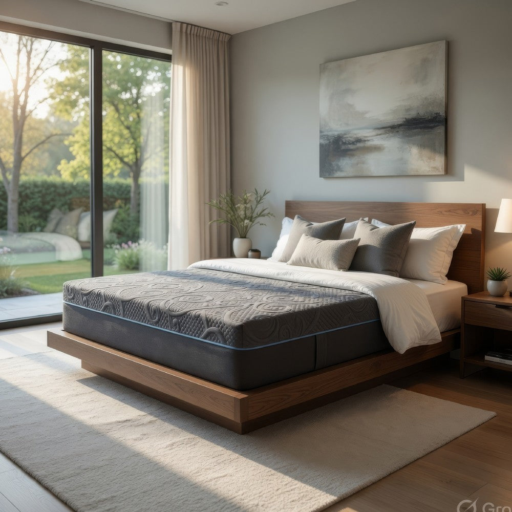 Hira King Hybrid Mattress | Medium Comfort Gel Foam | Gray Polyester 11"