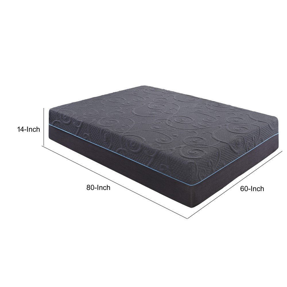 Hira Queen Hybrid Mattress | Medium Comfort Gel Foam | Gray Polyester 14"