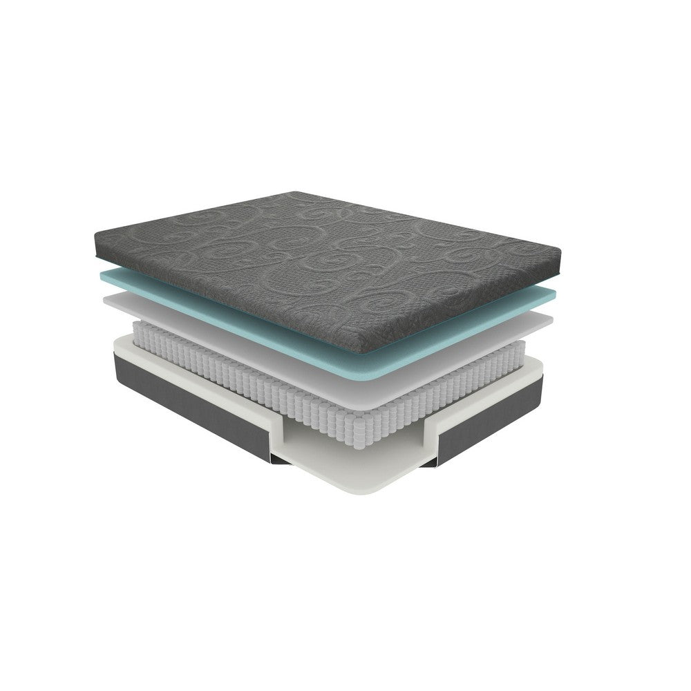 Hira Twin Hybrid Mattress | Firm Comfort Gel Foam | Gray Polyester 8"