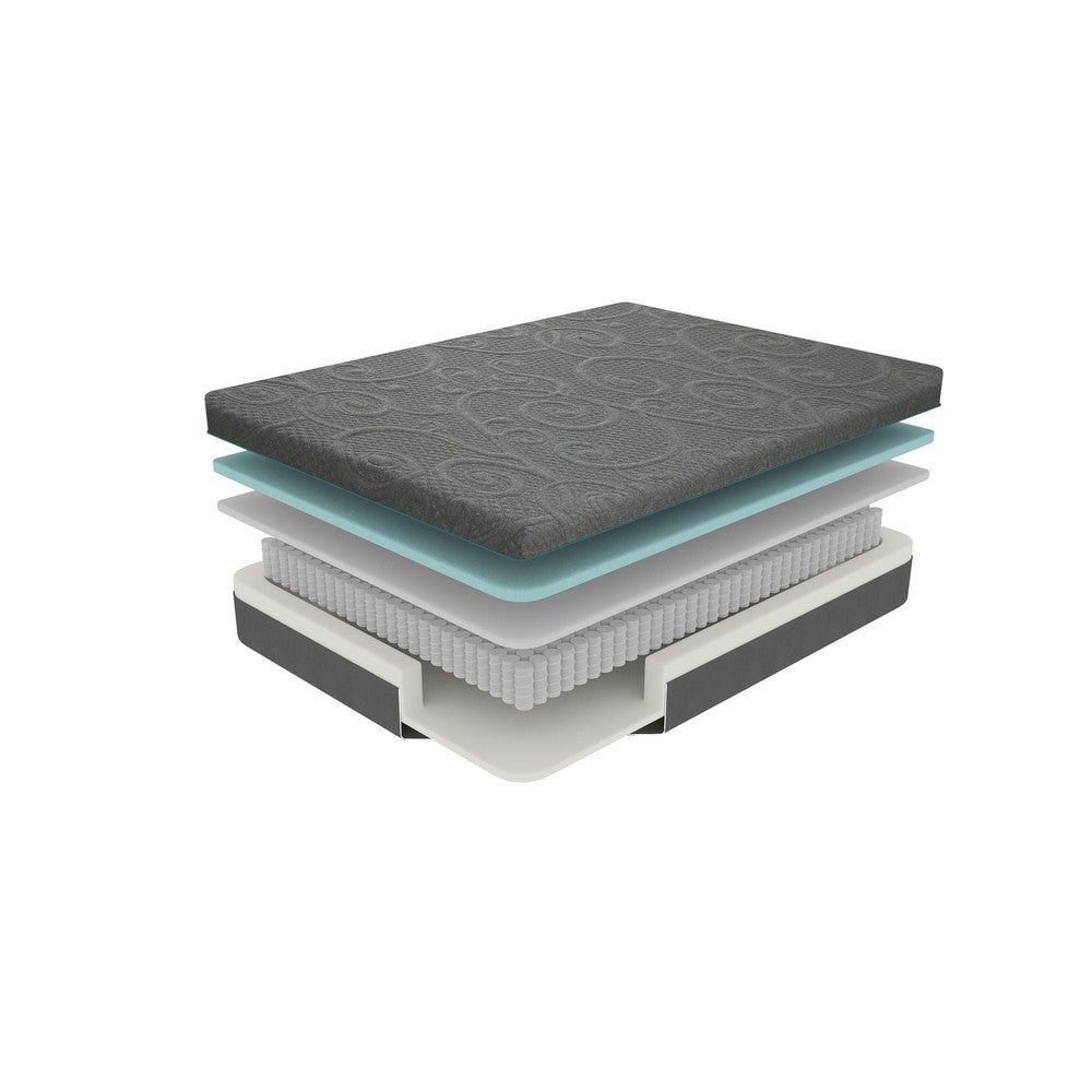 Hira Twin Hybrid Mattress | Firm Comfort Gel Foam | Gray Polyester 8"