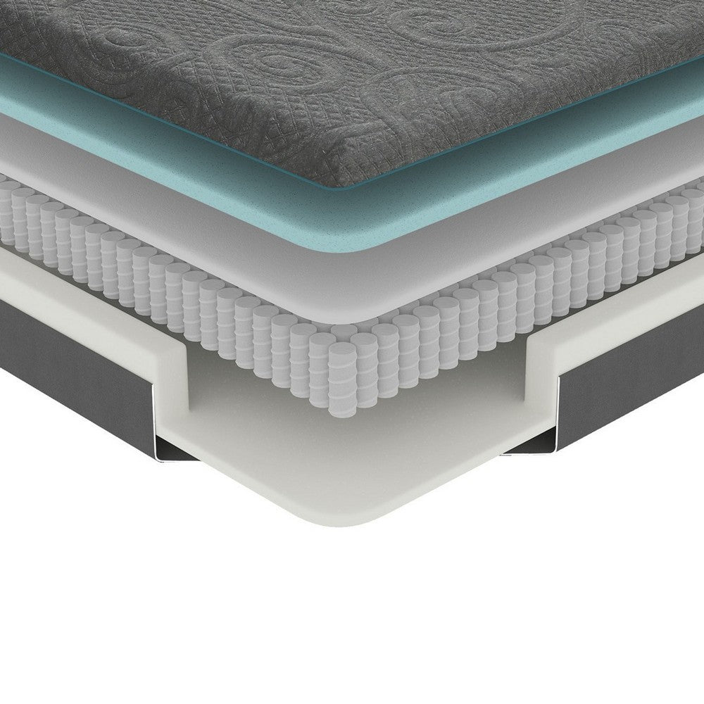Hira Twin Hybrid Mattress | Firm Comfort Gel Foam | Gray Polyester 8"