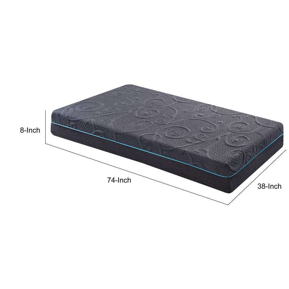 Hira Twin Hybrid Mattress | Firm Comfort Gel Foam | Gray Polyester 8"