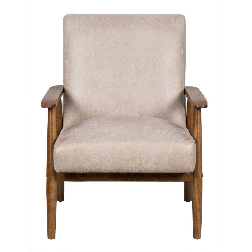 Myra Accent Armchair with Solid Wood Frame | Light Camel Microfiber