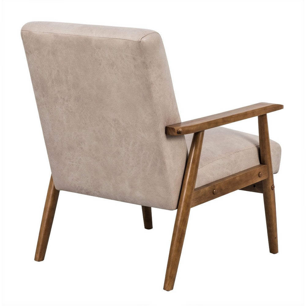 Myra Accent Armchair with Solid Wood Frame | Light Camel Microfiber