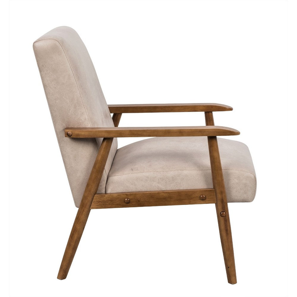 Myra Accent Armchair with Solid Wood Frame | Light Camel Microfiber