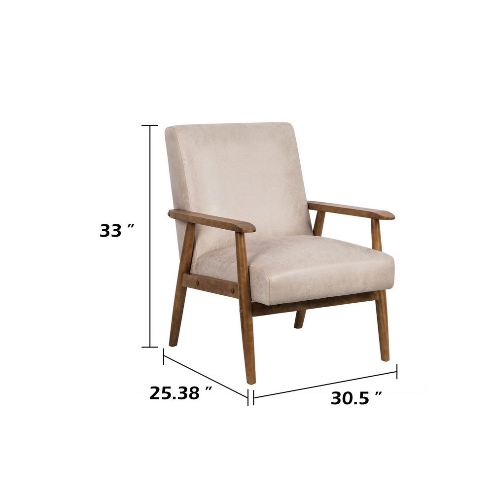 Myra Accent Armchair with Solid Wood Frame | Light Camel Microfiber