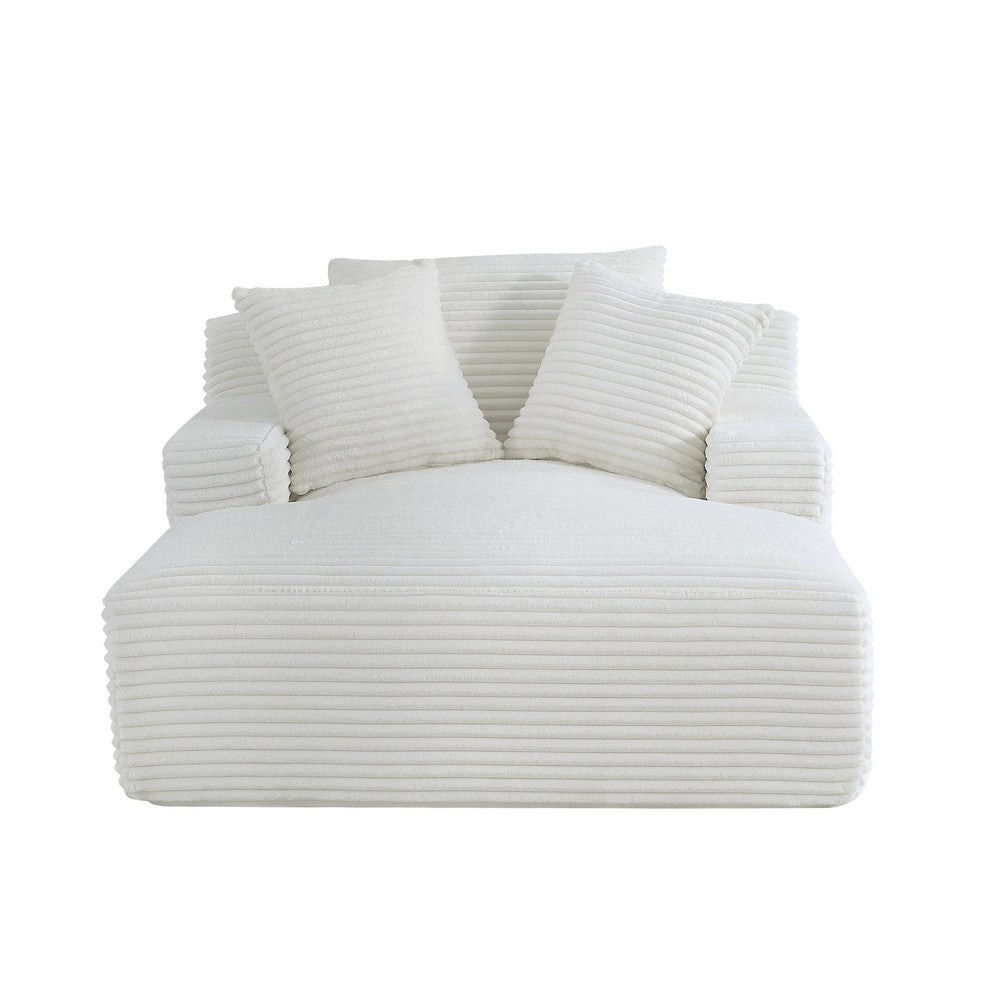 Cline Oversized Chaise Lounge Chair with 2 Pillows | Ivory Corduroy