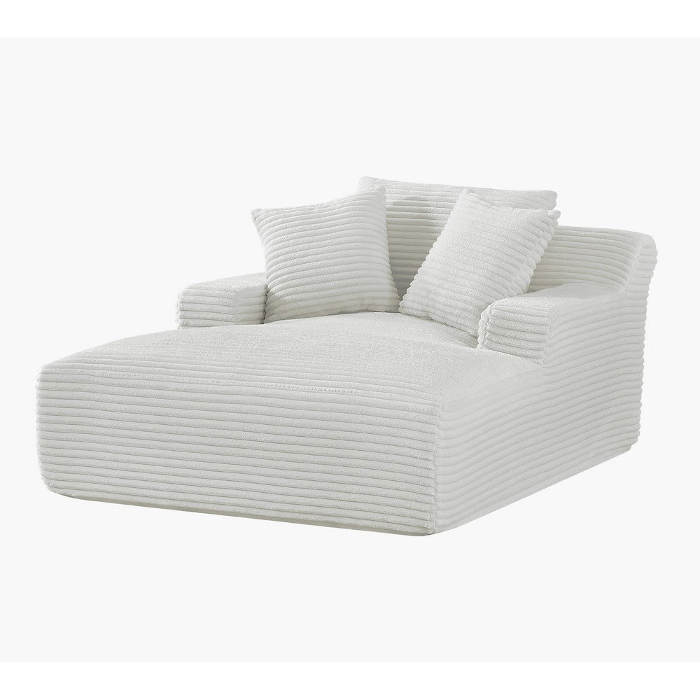 Cline Oversized Chaise Lounge Chair with 2 Pillows | Ivory Corduroy
