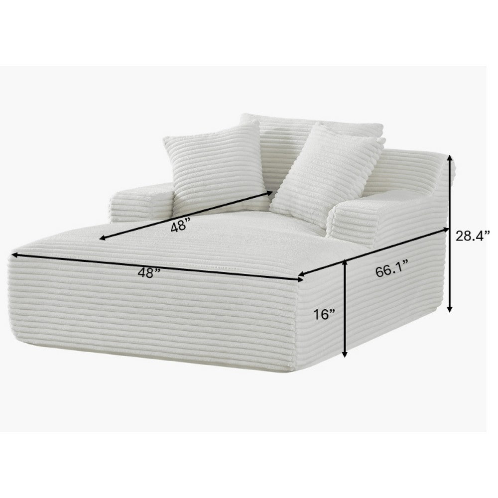 Cline Oversized Chaise Lounge Chair with 2 Pillows | Ivory Corduroy