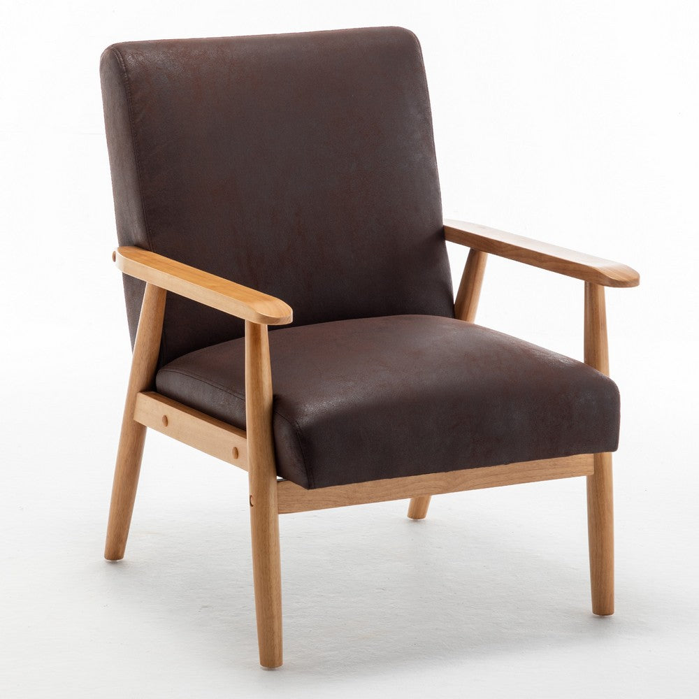 Myra Accent Armchair with Solid Wood Frame | Dark Brown Microfiber