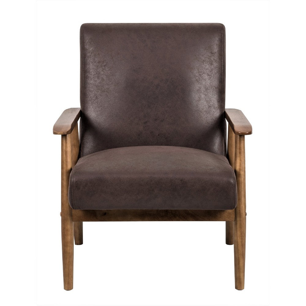 Myra Accent Armchair with Solid Wood Frame | Dark Brown Microfiber