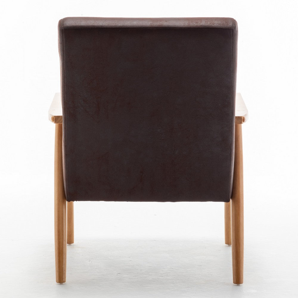 Myra Accent Armchair with Solid Wood Frame | Dark Brown Microfiber