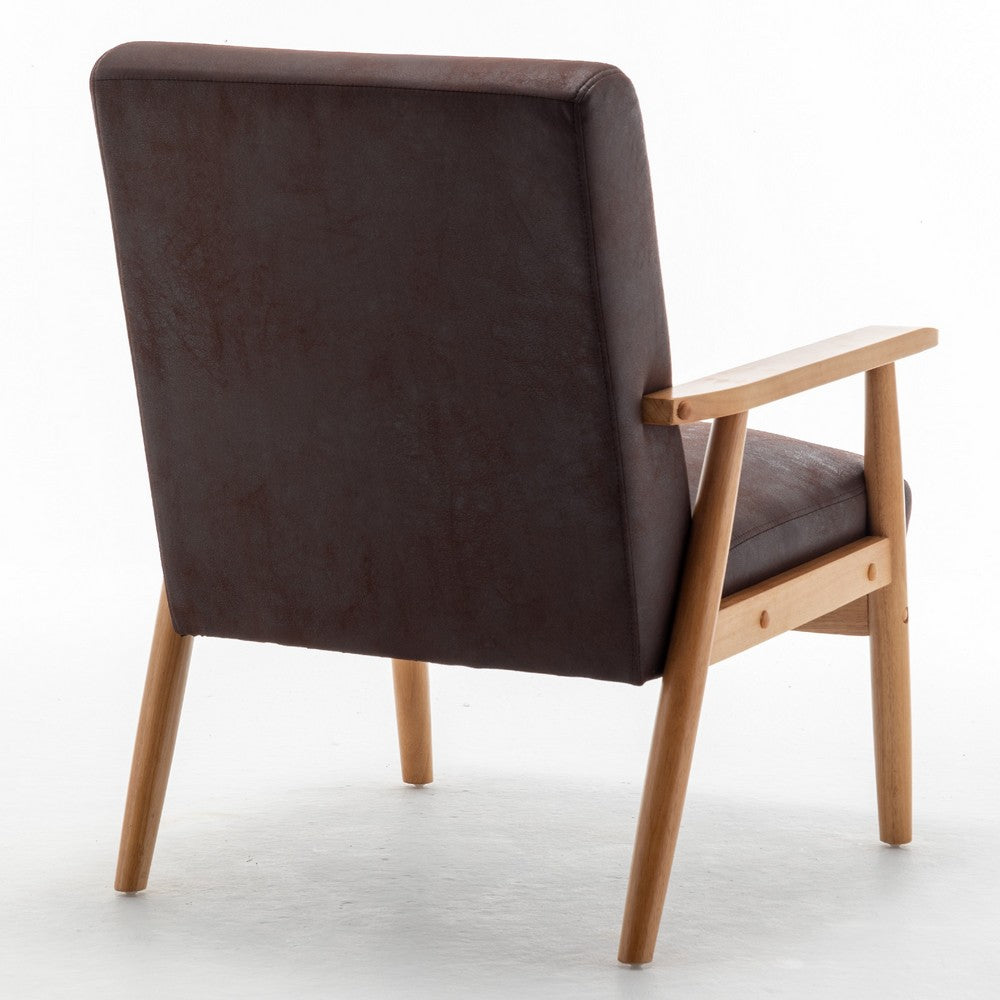 Myra Accent Armchair with Solid Wood Frame | Dark Brown Microfiber