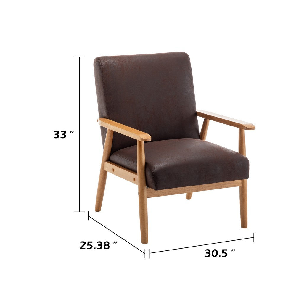 Myra Accent Armchair with Solid Wood Frame | Dark Brown Microfiber
