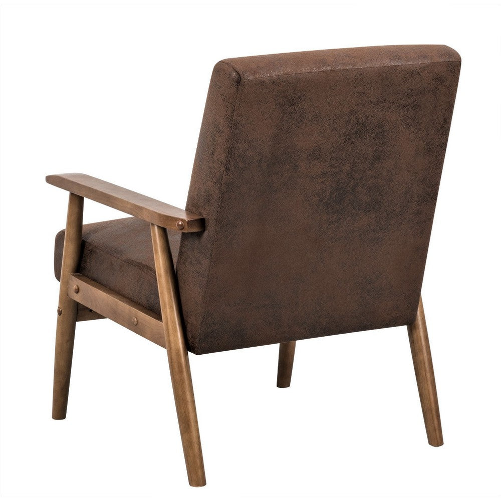 Myra Accent Armchair with Solid Wood Frame | Brown Microfiber