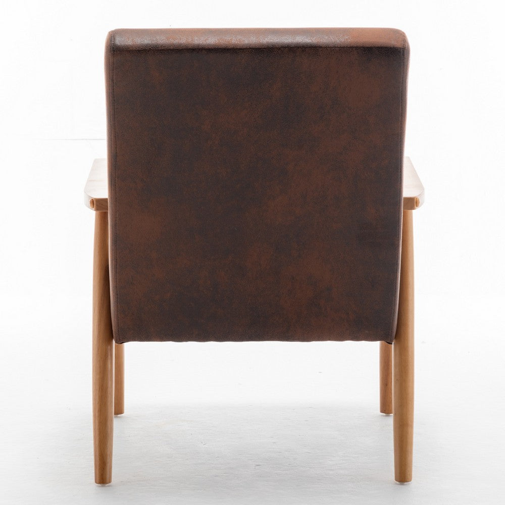 Myra Accent Armchair with Solid Wood Frame | Brown Microfiber