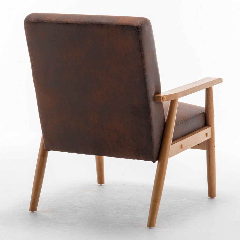 Myra Accent Armchair with Solid Wood Frame | Brown Microfiber
