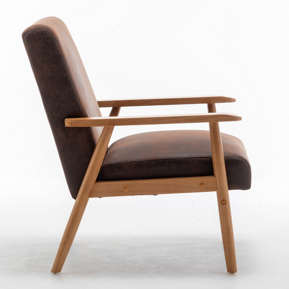 Myra Accent Armchair with Solid Wood Frame | Brown Microfiber