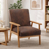 Myra Accent Armchair with Solid Wood Frame | Brown Microfiber