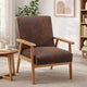 Myra Accent Armchair with Solid Wood Frame | Brown Microfiber