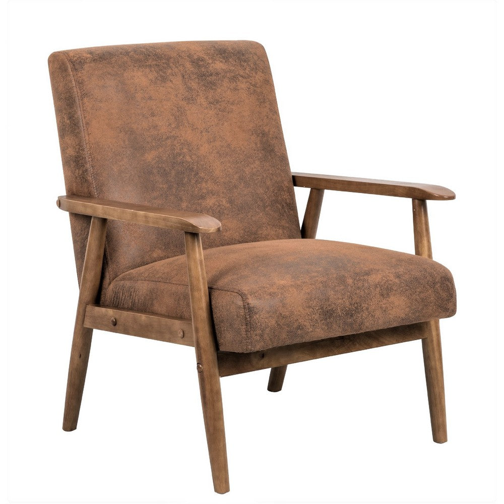 Myra Accent Armchair with Solid Wood Frame | Light Brown Microfiber