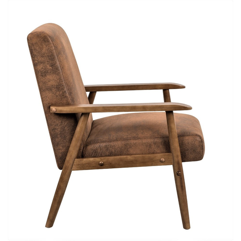 Myra Accent Armchair with Solid Wood Frame | Light Brown Microfiber
