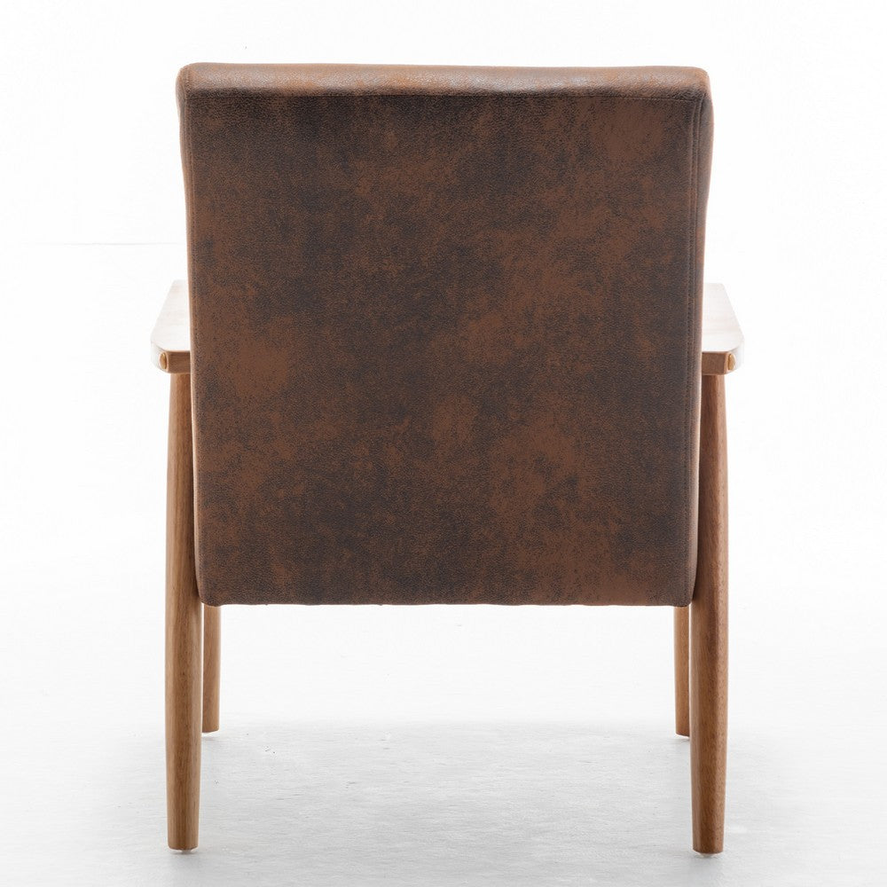 Myra Accent Armchair with Solid Wood Frame | Light Brown Microfiber